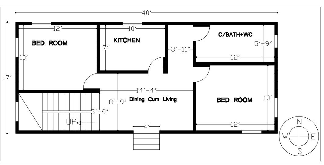 17 40 2 Bhk South Facing House Plan Cost Estimate