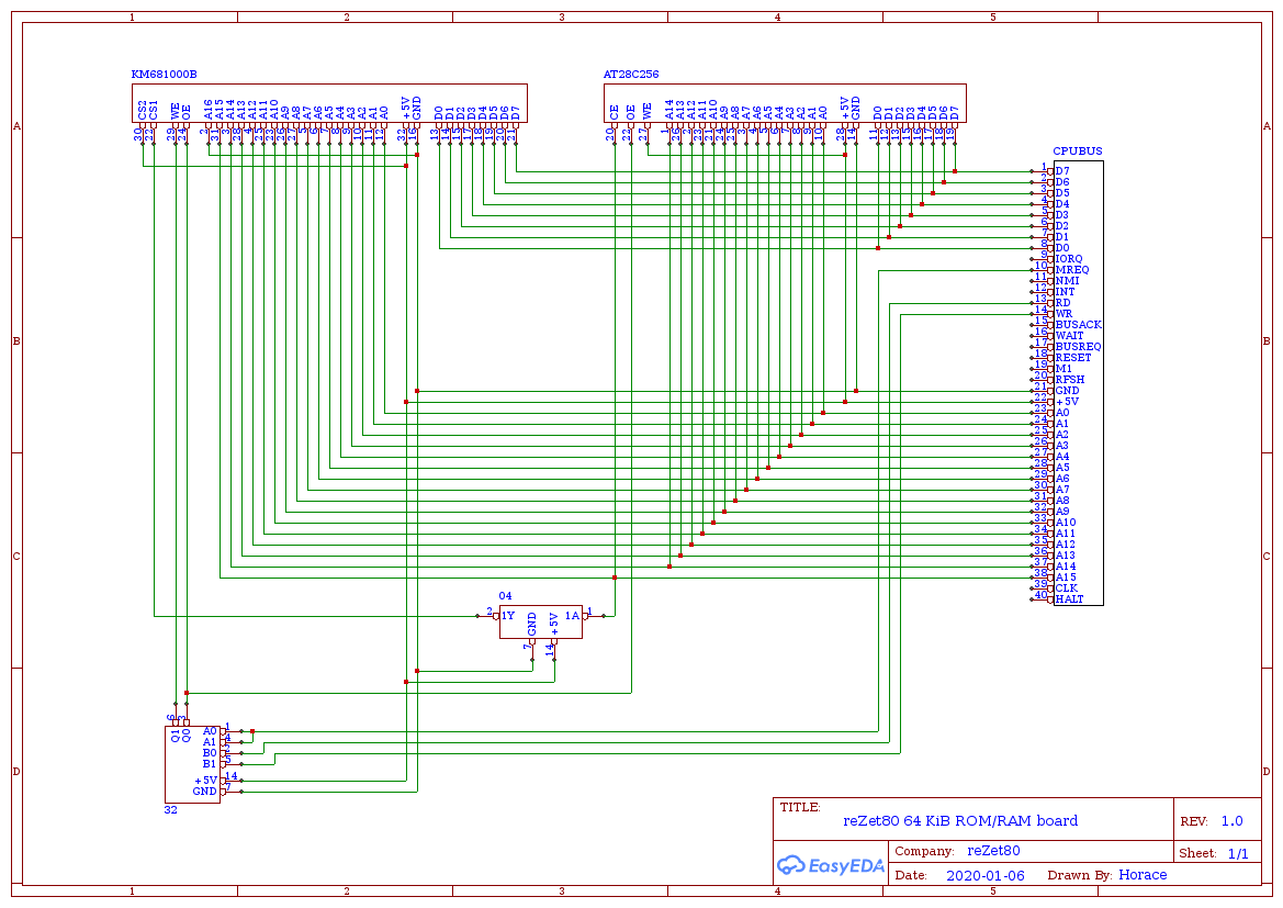 reZet80 A simple 64 KiB ROM / RAM board