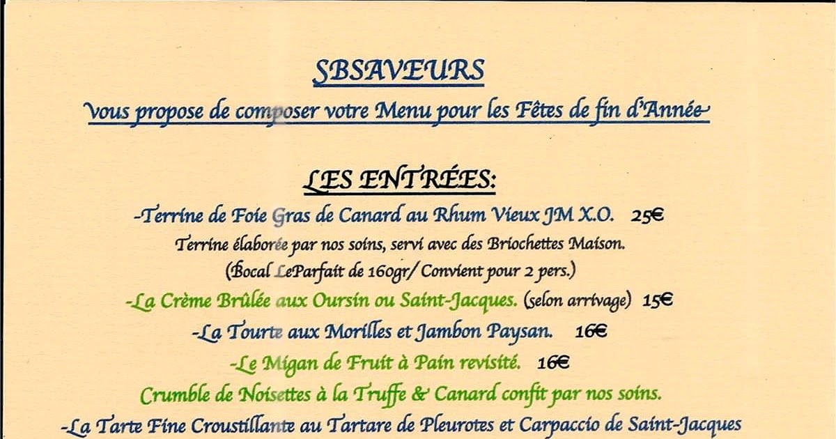 Menu Noël / Nouvel An 2020