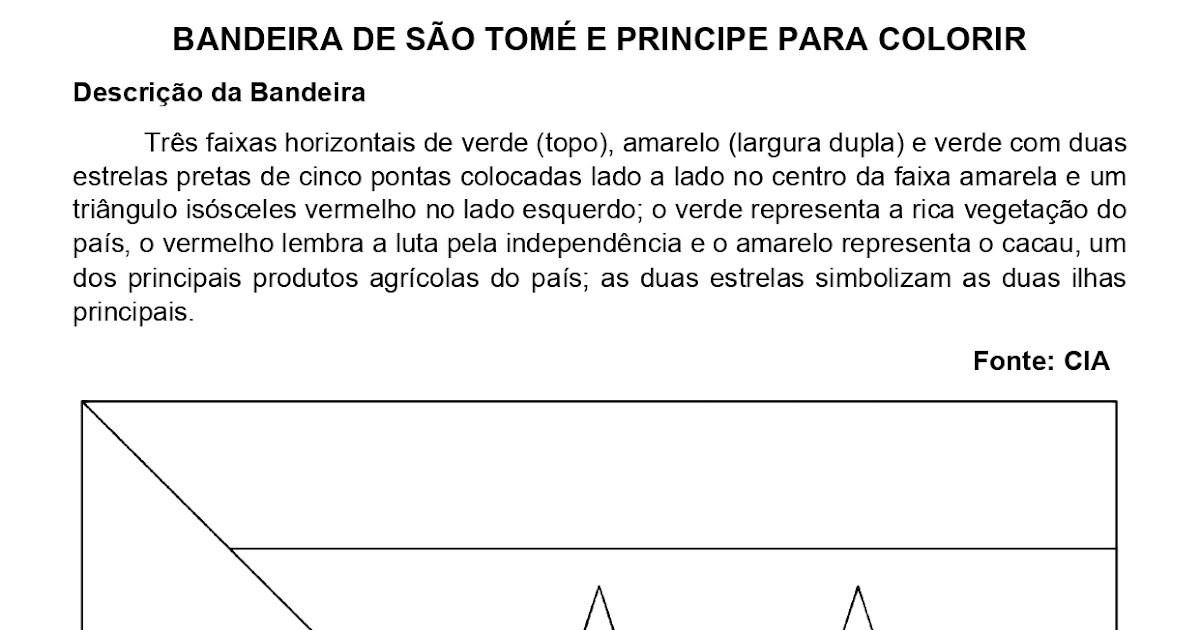 BANDEIRA DE SÃO TOMÉ E PRINCIPE PARA COLORIR | Suporte Geográfico