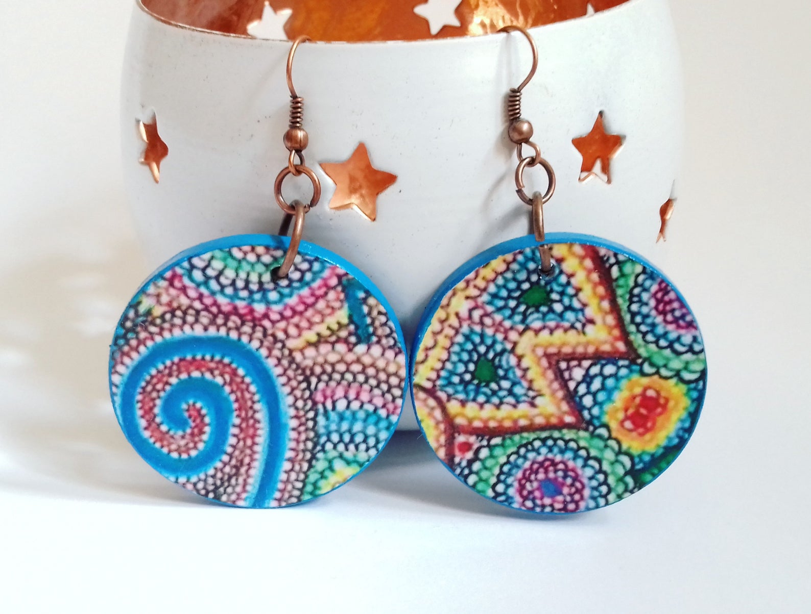 Colorful Decoupage Wood Jewelry by UnaNinaHandMade / The Beading Gem