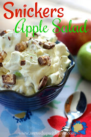 Snickers Apple Salad recipe from Served Up With Love is a super simple recipe to make for that next potluck.