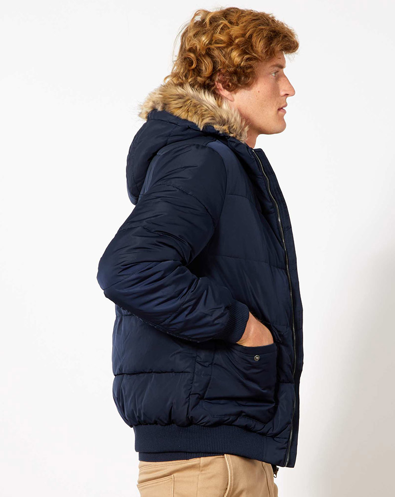 Áo khoác nam Kiabi padded jacket with fur-lined hood | Áo khoác nam