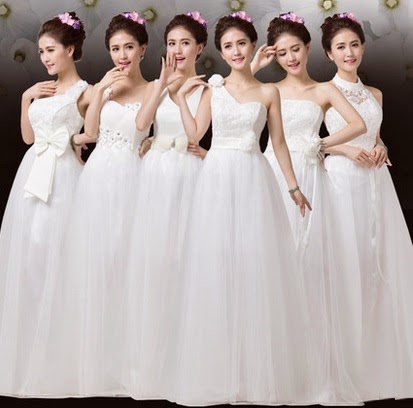 Pearl White 6-Design Bridesmaids Maxi Dress