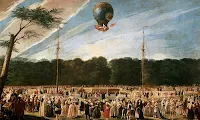 Первый полет воздушного шара братьев Монгольфье. Рисунок XVIII века