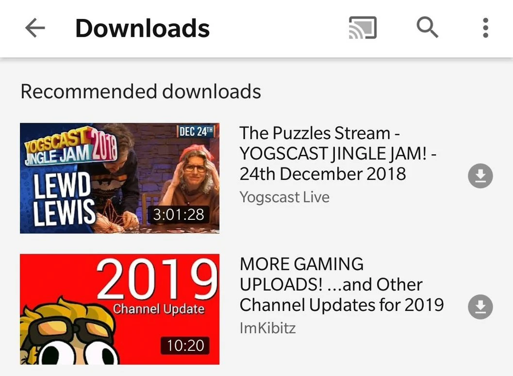 YouTube is testing video download recommendations in select markets