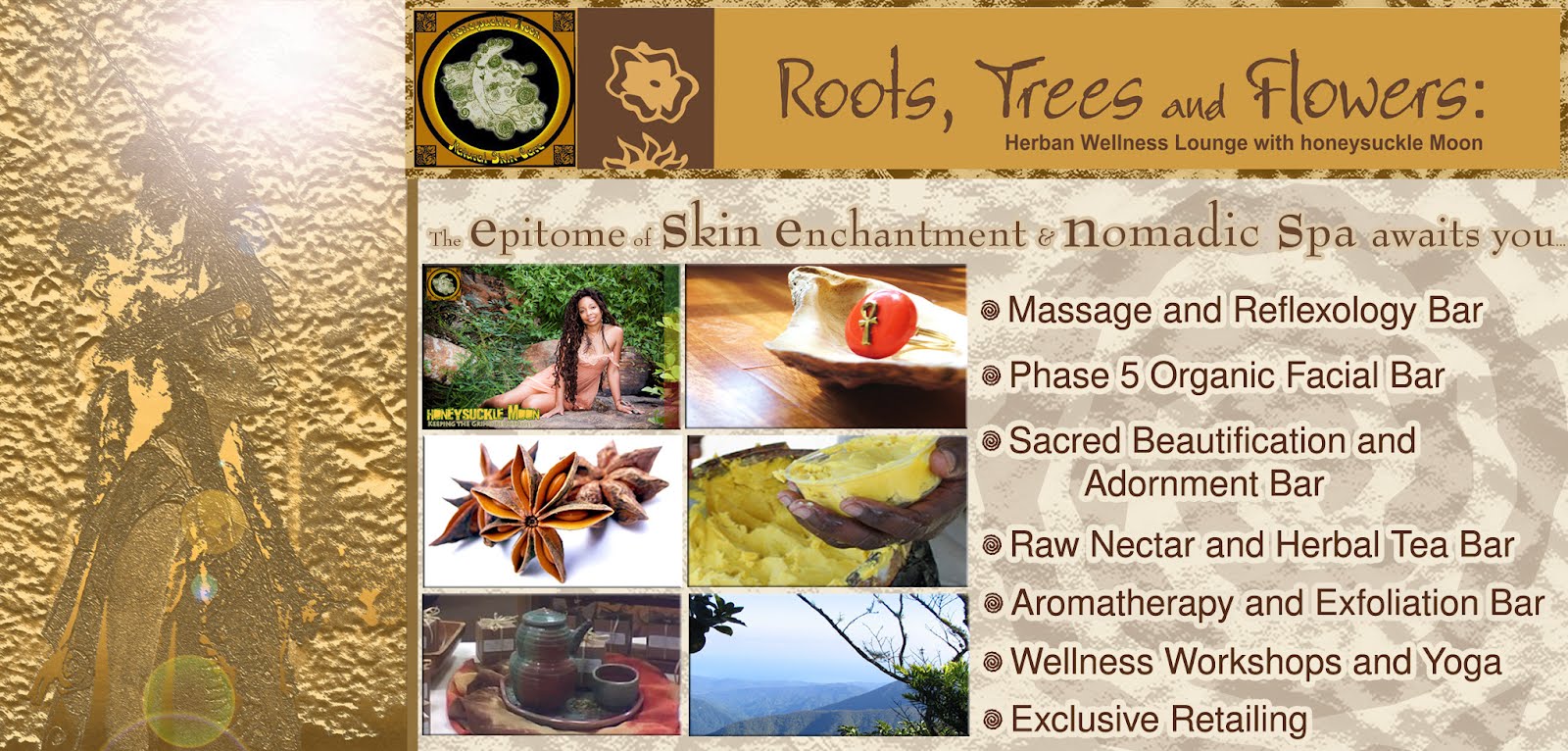 Roots, Trees and Flowers Herban Wellness Lounge+ PlantBased Spa Rituals w/ Honeysuckle Moon