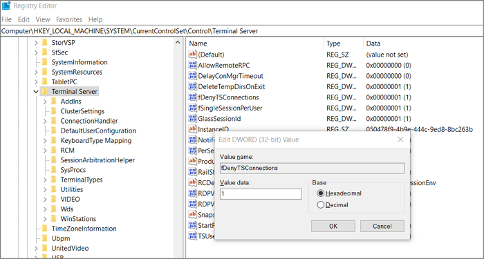 status van het RDP-protocolregister