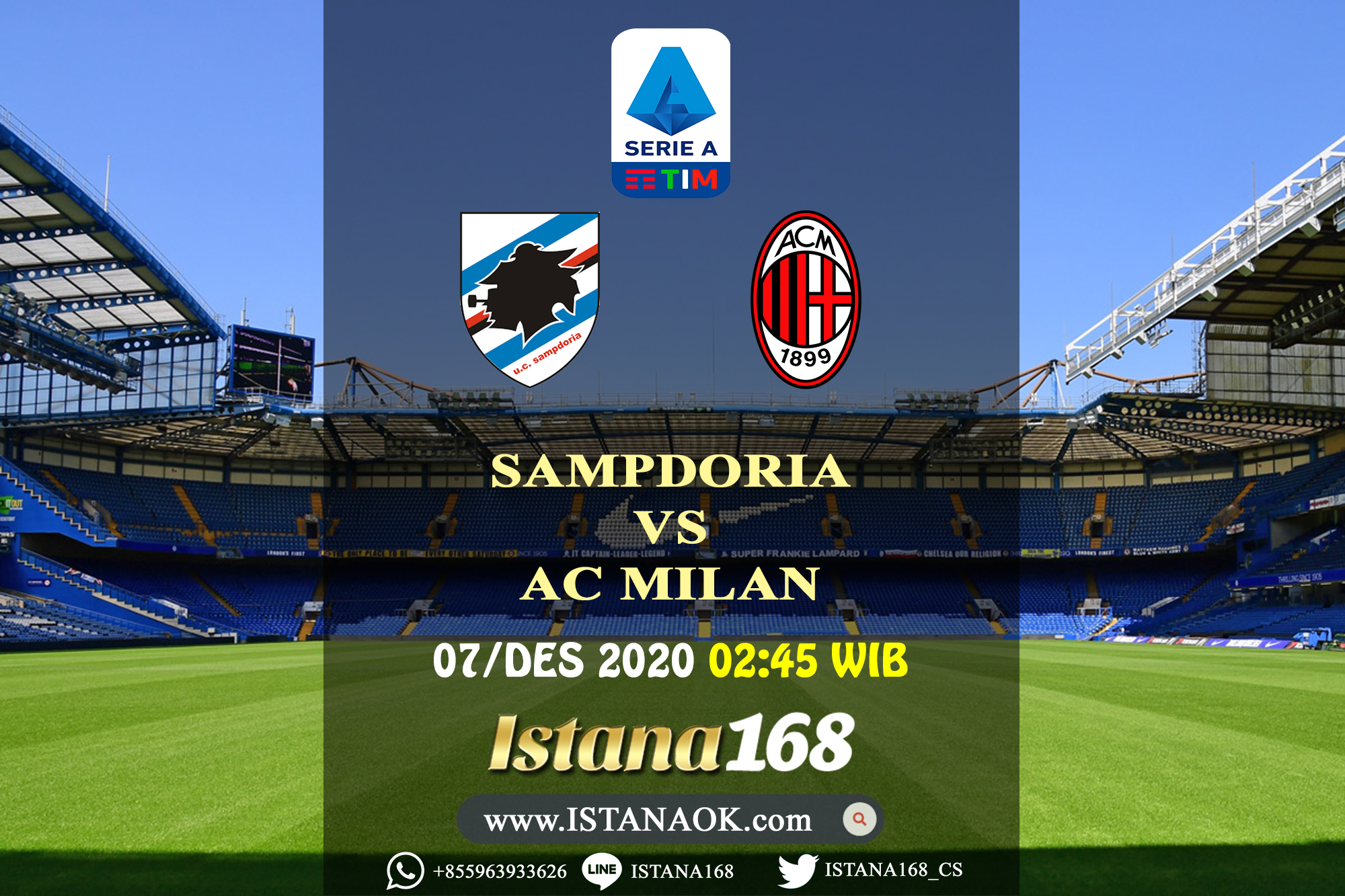 Prediksi Bola Akurat Istana168 Sampdoria vs AC Milan 07 Desember 2020