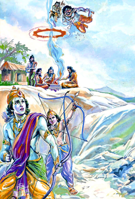 Rama and Lakshmana guarding the ritual
