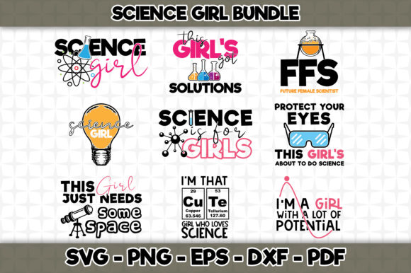Download Science Girl Bundle 9 Designs Included PSD Mockup Templates