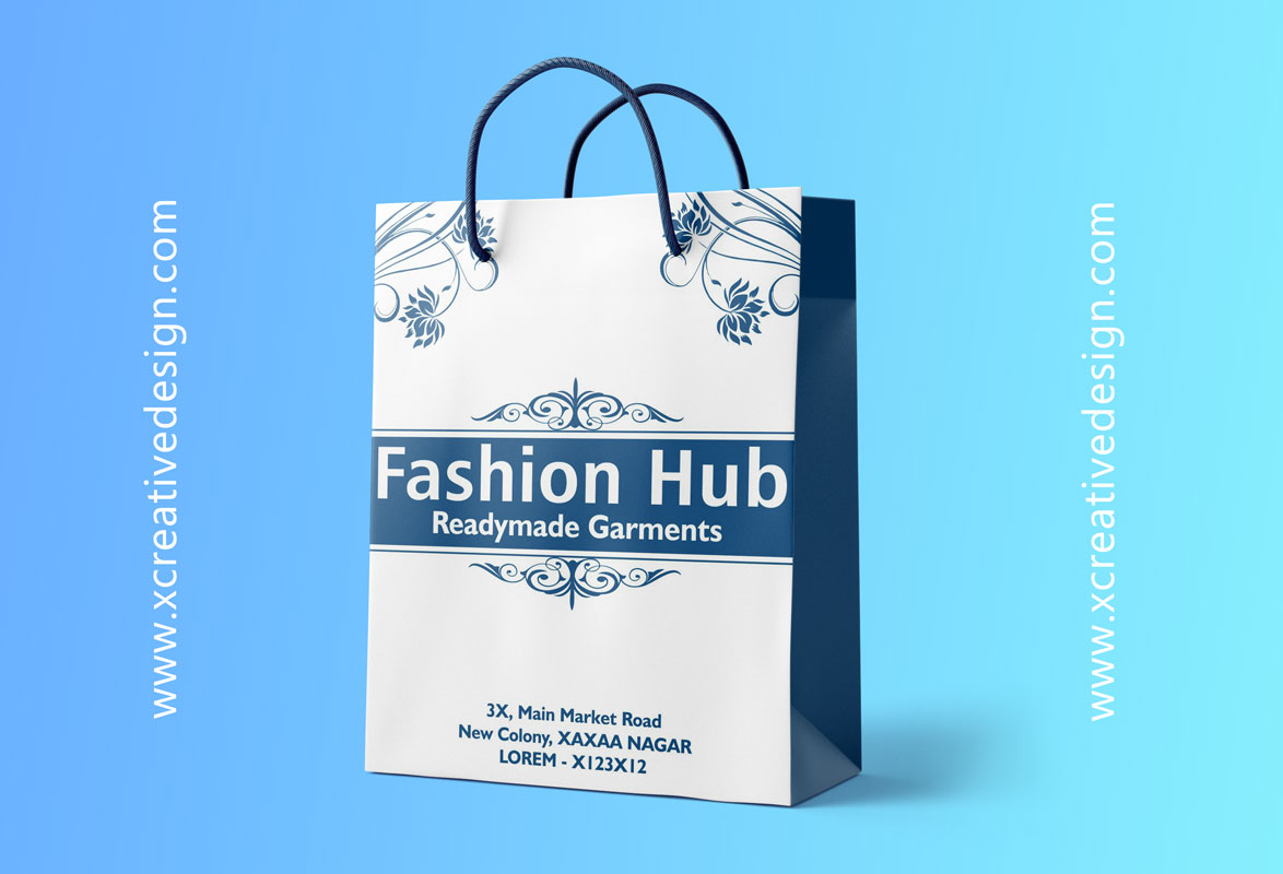 Carry bag design for garments shop  Black flat paper handle  yessirbagsin