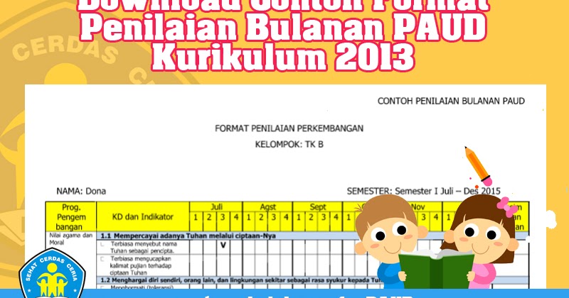 Download Contoh Format Penilaian Bulanan PAUD Kurikulum