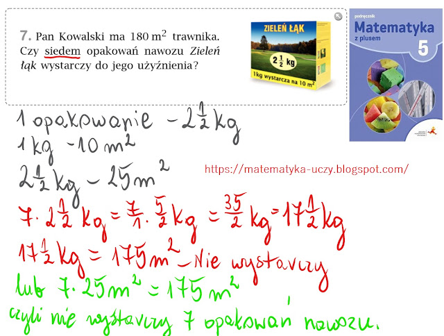 Zad. 6 i 7 str. 89/90 "Matematyka z plusem 5" Mnożenie ułamków przez liczby naturalne