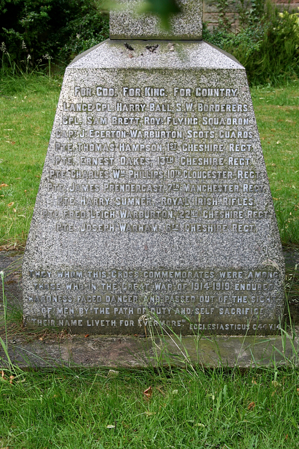 Memorials Warburton, Lymm, Cheshire