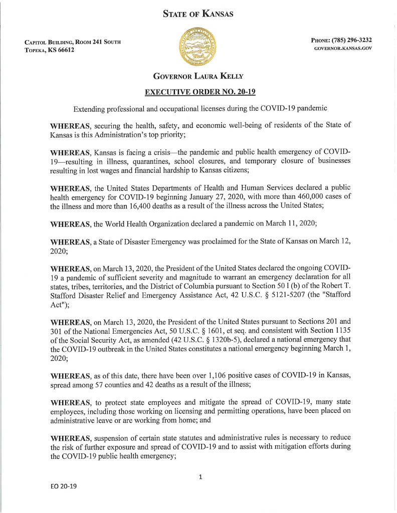 Scott County Emergency Management 4/9/20 Executive Order 2019