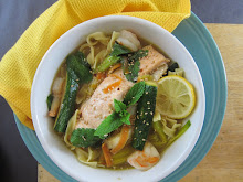 Salmon Noodle Bowl with Braised Leek and Endive