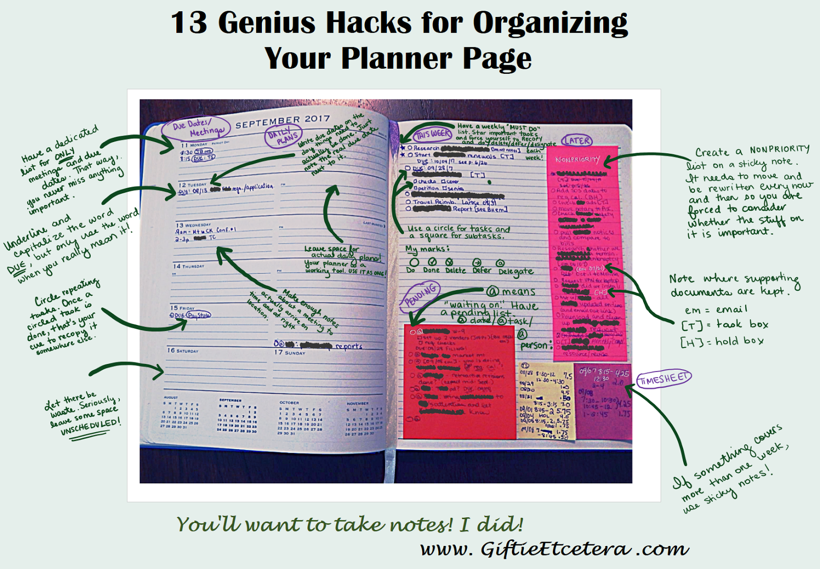 Organizing Your Planner Page Giftie Etcetera Organizing Your Planner