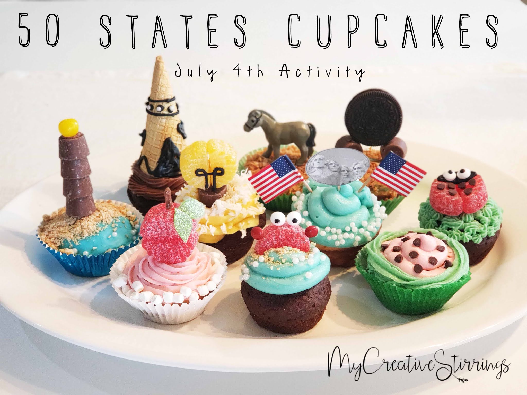 MyCreativeStirrings July 4th 50 States Cupcake Challenge Fun Party Idea