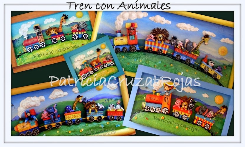 TREN CON ANIMALES, CUADRO EN RELIEVE