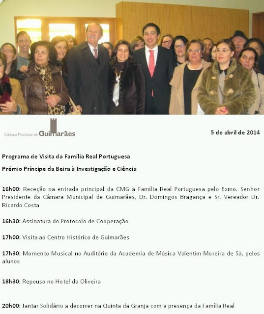 DEUS PÁTRIA REI PROGRAMA DE VISITA DA FAMILIA REAL PORTUGUESA PRÉMIO PRÍNCIPE DA BEIRA À