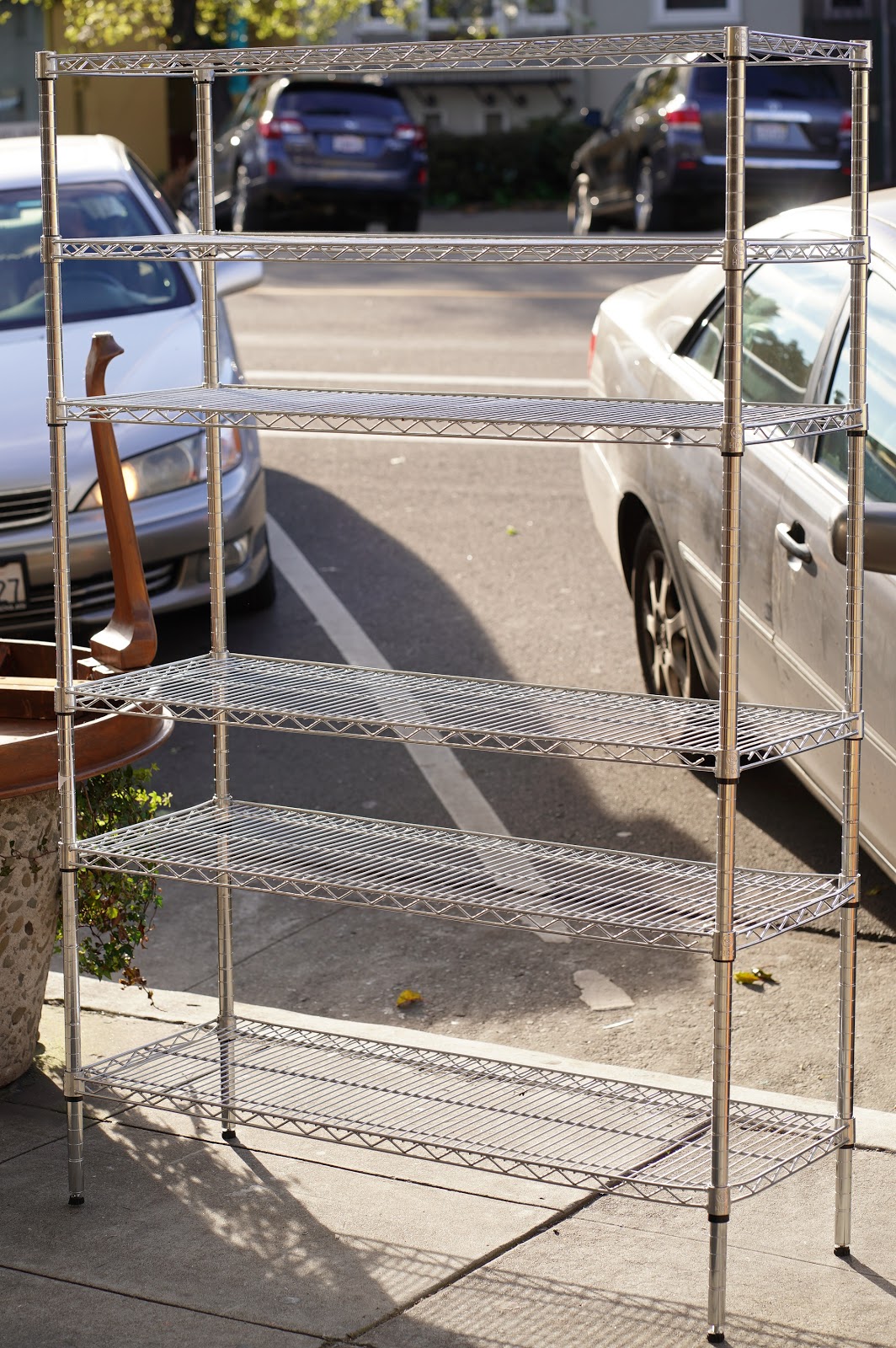 UHURU FURNITURE & COLLECTIBLES **SOLD** 97384 Chrome 18" x 73" x 48" Wide Baker's Rack 70