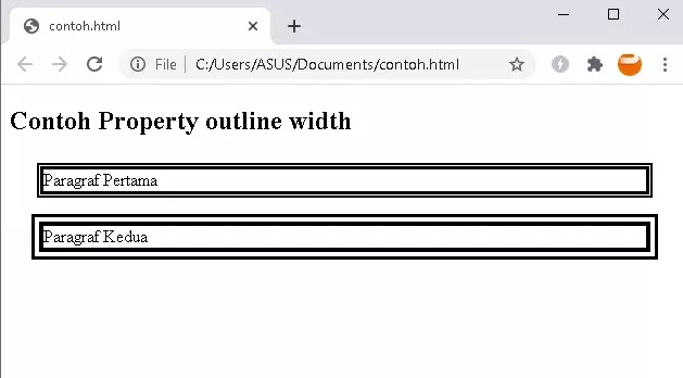 Penggunaan outline width pada css Outline width