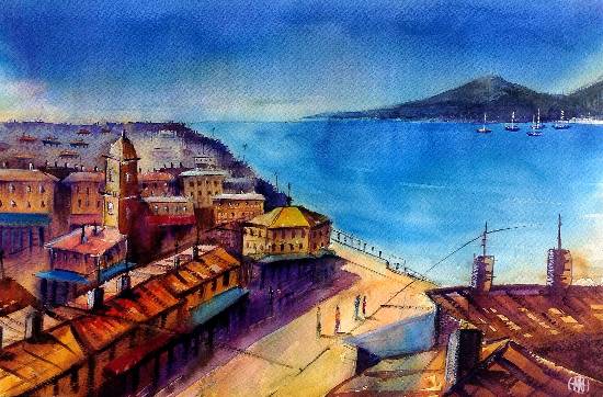 City Scape - IX, painting by Ivan Gomes (part of his portfolio on www.indiaart.com)