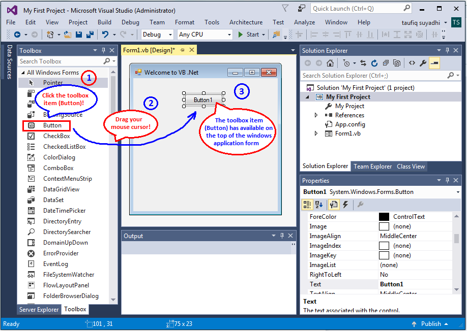 My First Windows Application Project Using Visual Basic Robotics
