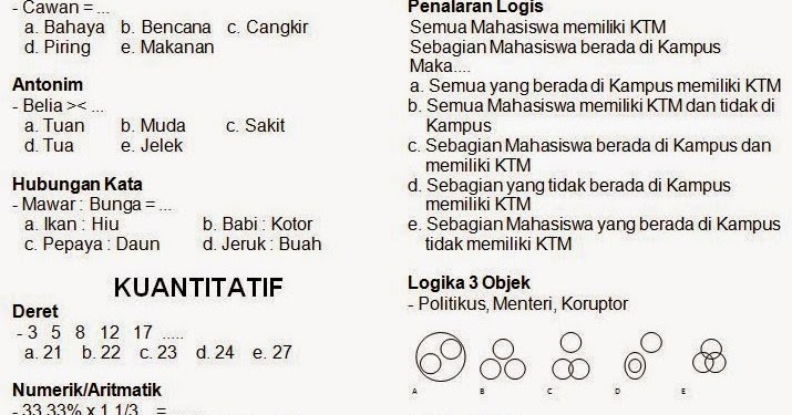 Soal Psikotes Masuk Smk