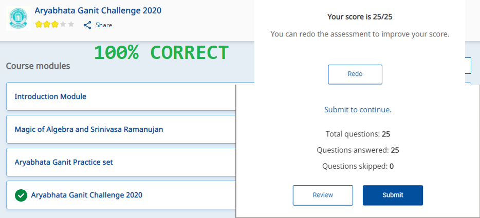 Aryabhata Ganit Challenge 2020 Answer Key