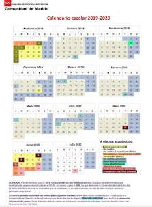 Calendario escolar curso