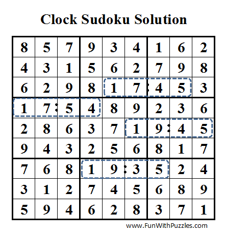 Clock Sudoku (Daily Sudoku League #41) Solution