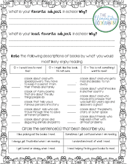 Classroom Freebies: Back to School Reading Survey