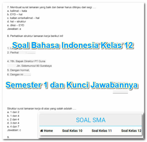 Soal Bahasa Indonesia Kelas 12 Semester 1 Dan Kunci