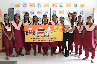Actress Priya Anand in T Shirt with Students of Shiksha Movement Events 03