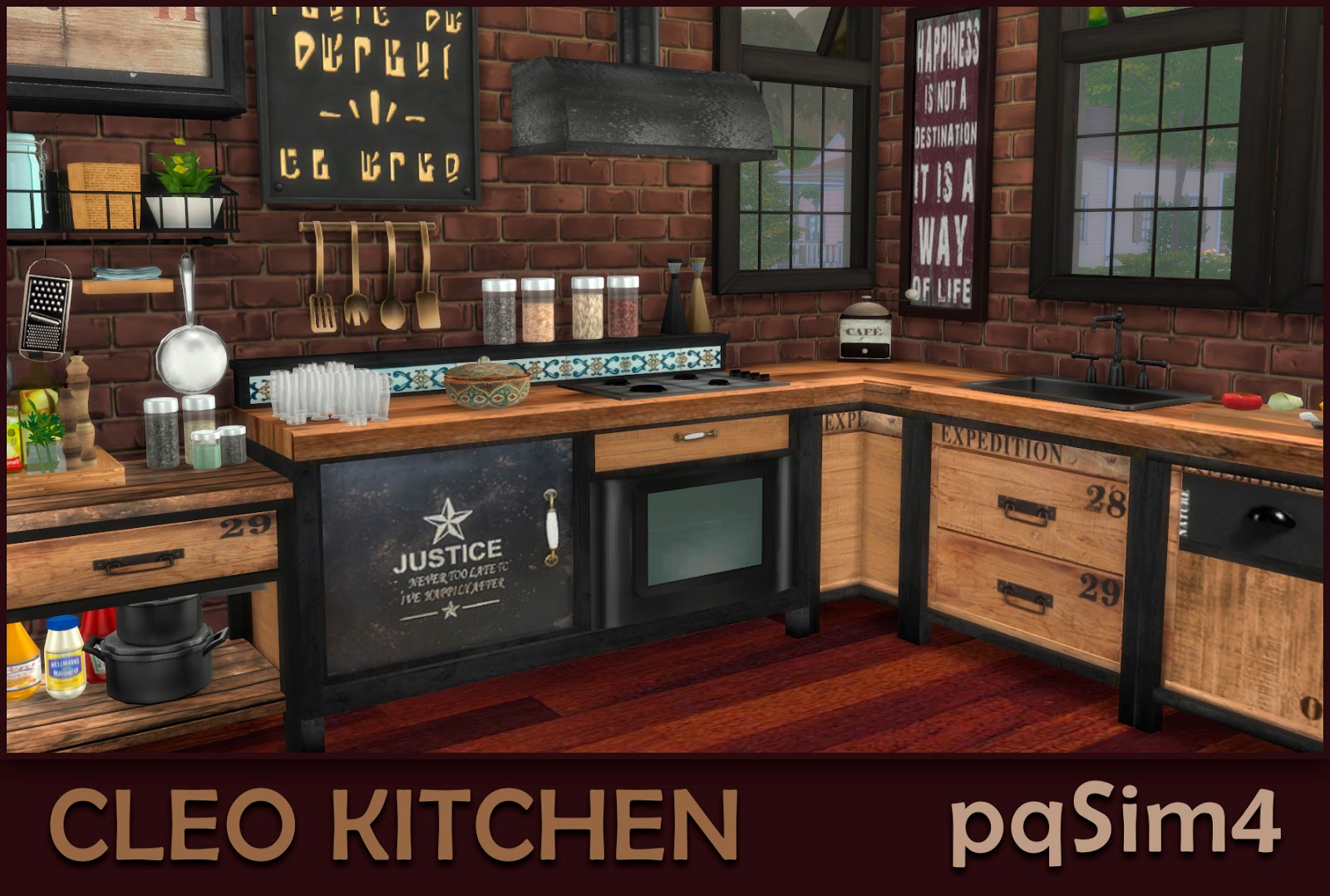 Cleo Kitchen. Industrial Style Sims 4 Custom Content.