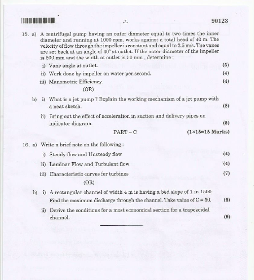 Anna University CE 8403 Applied Hydraulic Engineering NOVEMBER/DECEMBER