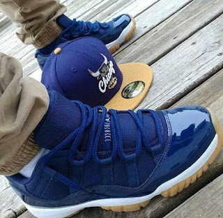 jordan 11 navy blue and gum