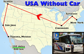 Travelling the US from coast to coast and north to south without car