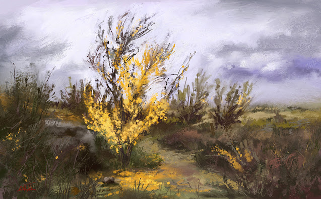 The last leaves digital landscape painting by Mikko Tyllinen