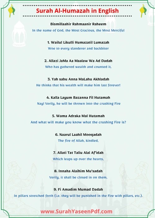 Surah Humazah English Image Surah Humazah English Image