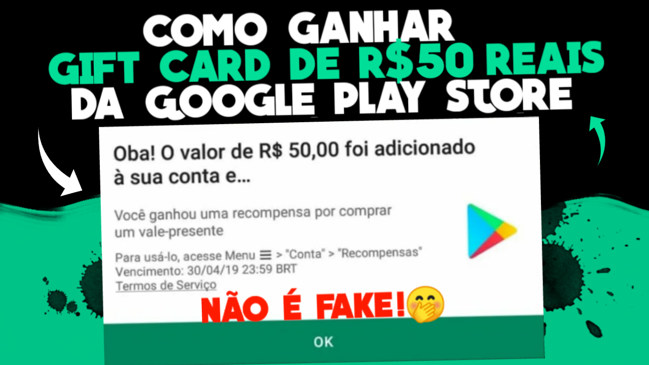 COMO GANHAR GIFT CARD DE R$50 REAIS DA GOOGLE PLAY STORE DE GRAÇA