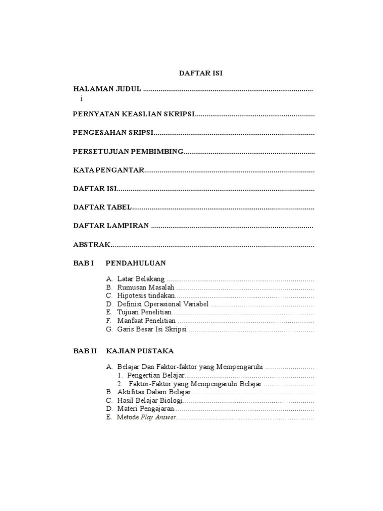 daftar isi skripsi wood scribd indo