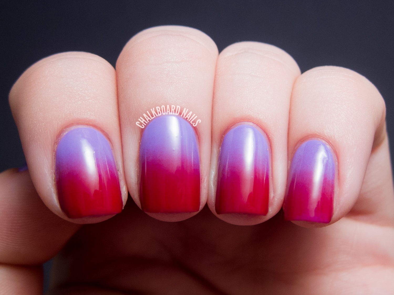 Swoony Gradient (Lilac to Red) | Chalkboard Nails | Nail Art Blog