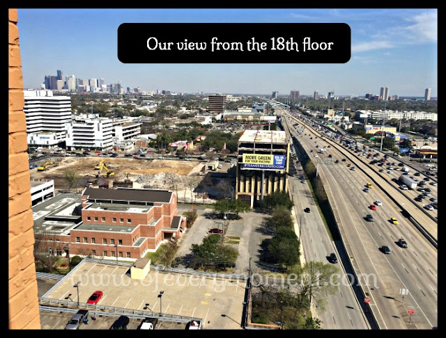 Houston skyline and highways were visible from our room