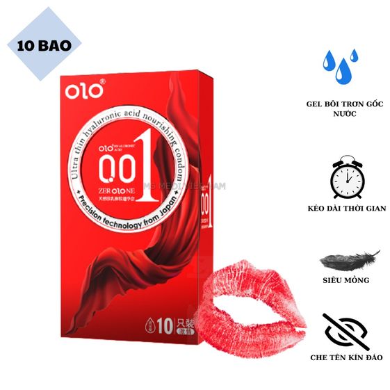 [HỘP] BAO CAO SU OLO SIÊU MỎNG 0.01MM, TRUYỀN NHIỆT, GAI NỔI ĐẶC BIỆT, NHIỀU GEL GỐC NƯỚC KÍCH THÍCH TĂNG KHOÁI CẢM – 10 CÁI/HỘP