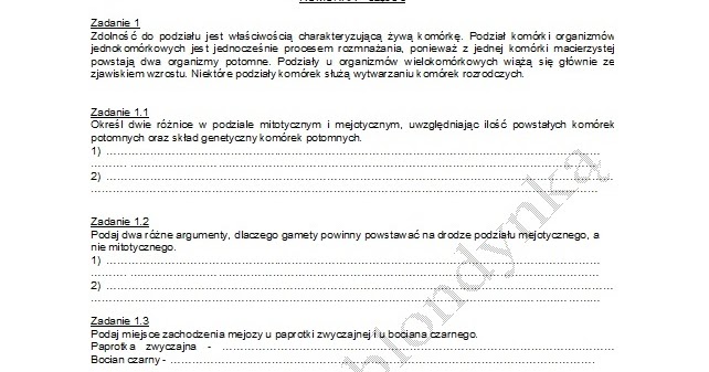 Sprawdzian Z Biologii Komórka Liceum Chomikuj Matura z biologii