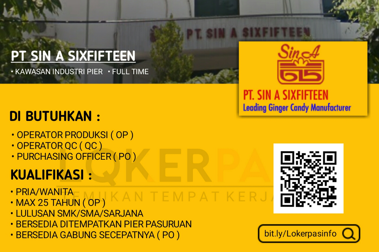 Lowongan Kerja PT. Sin A Sixfifteen terbaru di Pasuruan