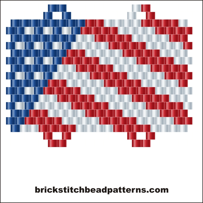 Brick Stitch Bead Patterns Journal Beginner USA American Flag 6
